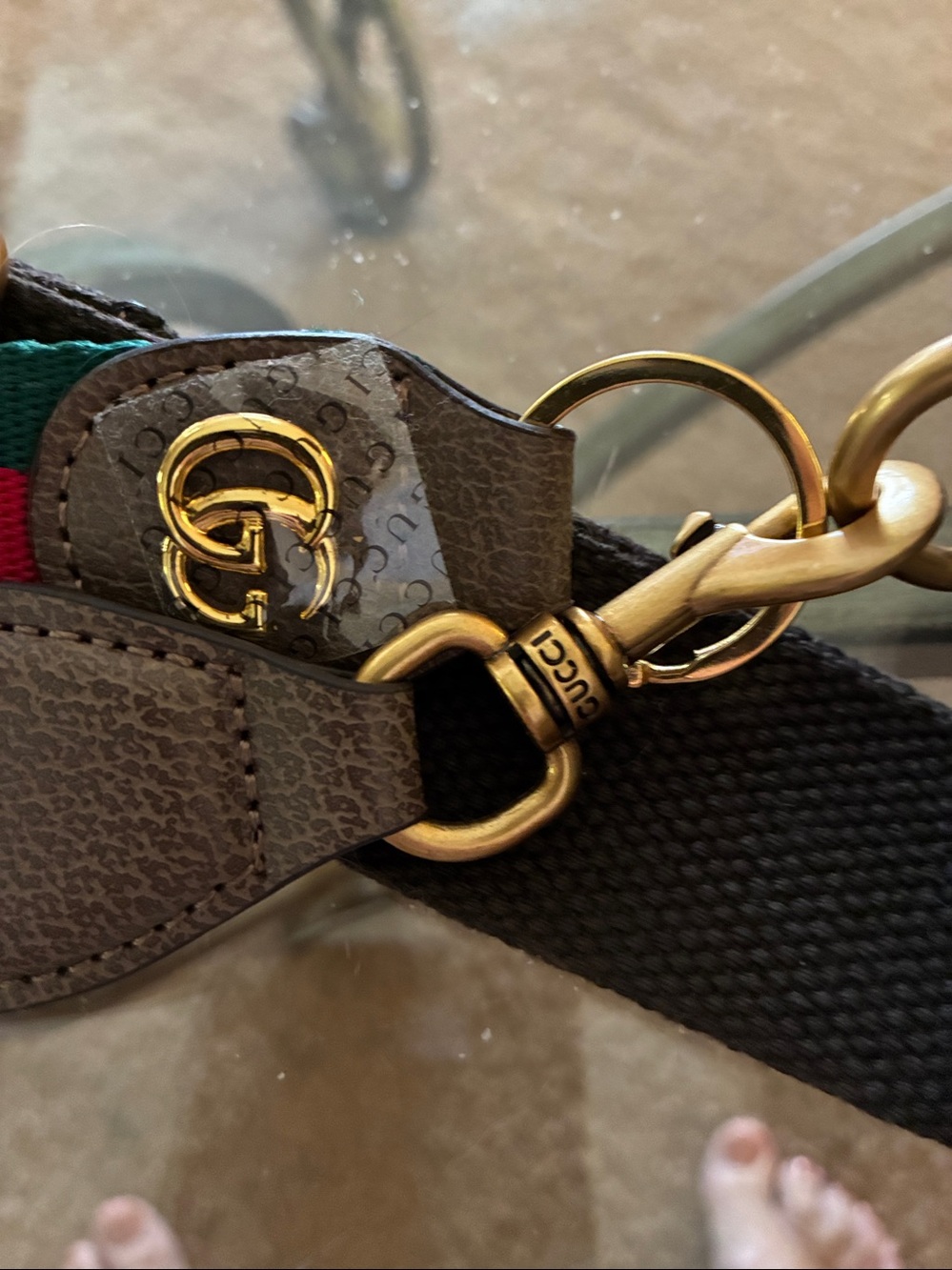 Beige Supreme Crossbody with Green-Red Web Stripe copy - Picture 11 of 14